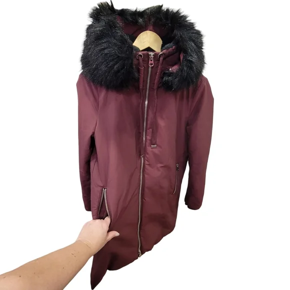 Zara Parka Acolchada Water Repellent Winter Coat Faux Fur Hooded Women’s Small - Picture 7 of 16